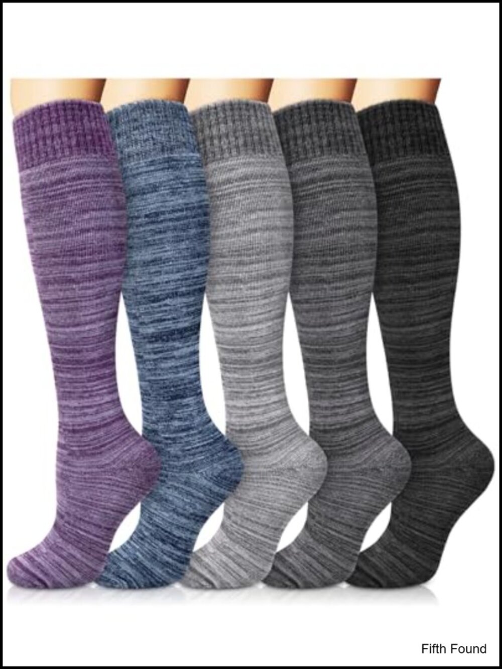 Womens Knee High Boot Socks Combed Cotton Warm Thermal 5 Pairs